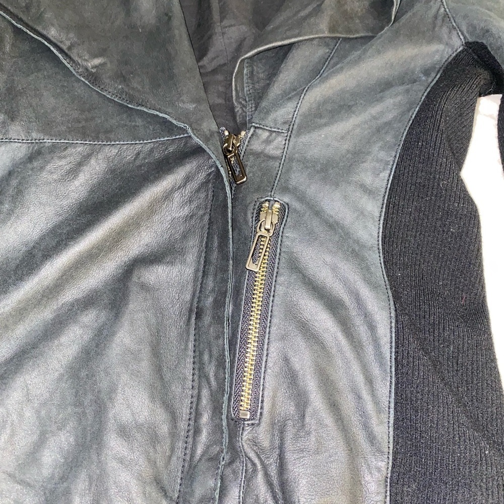 Vince Black Leather Biker Jacket - Picture 6 of 8